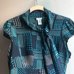 Anthropologie Odille Patchwork Silk Peplum Blouse